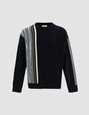 Black Men's Urban Revivo Colorblock Sweaters | NUQ1633DZ