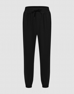 Black Men's Urban Revivo Drawstring Waist Jogger Pants | QSL7565OP