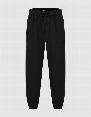 Black Men's Urban Revivo Drawstring Waist Jogger Pants | YXM756HV