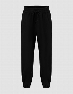 Black Men's Urban Revivo Drawstring Waist Jogger Pants | FFL195AN