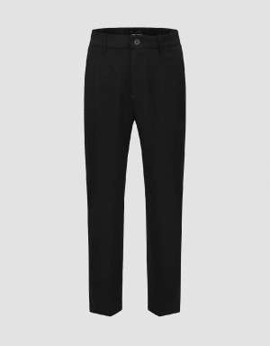 Black Men's Urban Revivo Loose Straight Pants | EBF4967GL