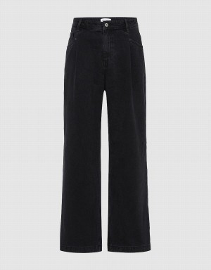 Black Men's Urban Revivo Oversized Straight Jeans | AQC3675YB