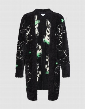 Black Men's Urban Revivo Printed Knitted Cardigan | VMM8062IC