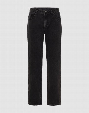 Black Men's Urban Revivo Straight Jeans | YVU3493OQ