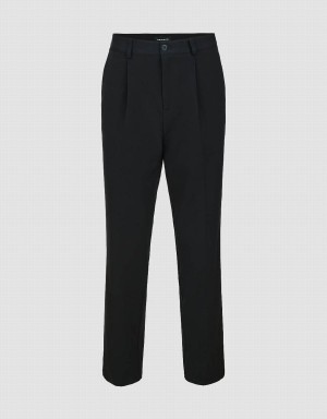 Black Men's Urban Revivo Straight Pants | FNS1226UM