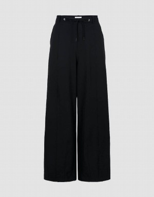 Black Men's Urban Revivo Wide-Leg Pants | BTZ8616ML