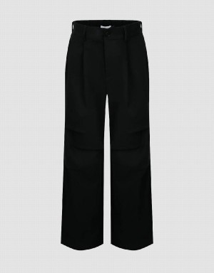 Black Men's Urban Revivo Wide-Leg Pants | PCB5428NH