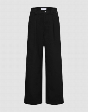 Black Men's Urban Revivo Wide-Leg Pants | QXM2477MT