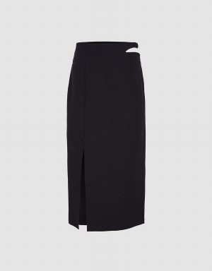 Black Women's Urban Revivo Cut Out Split Hem Skirts | VBI1679SA