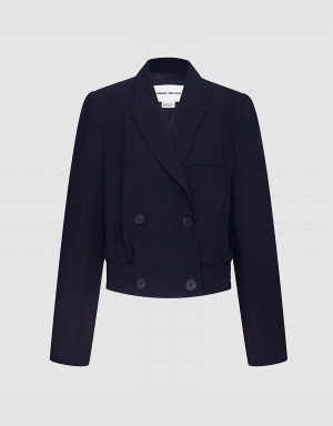 Black Women's Urban Revivo Double Breasted Blazers | SDU9183EJ