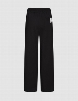 Black Women's Urban Revivo Elastic Waist Wide-Leg Knitted Pants | SRQ3930VV