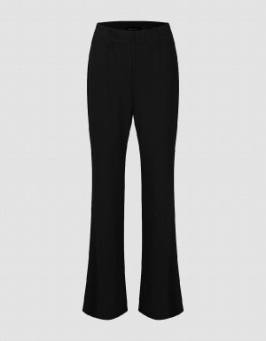 Black Women's Urban Revivo Knitted Flare Pants | QDG4341PR