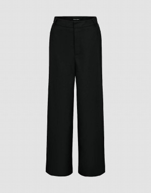 Black Women's Urban Revivo Loose Straight Pants | KLA8142IL