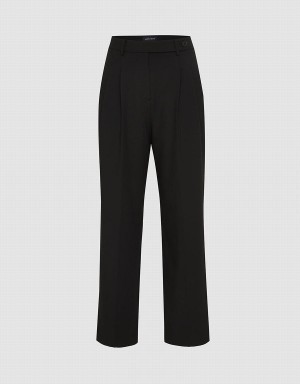 Black Women's Urban Revivo Loose Straight Pants | MSG9271DZ