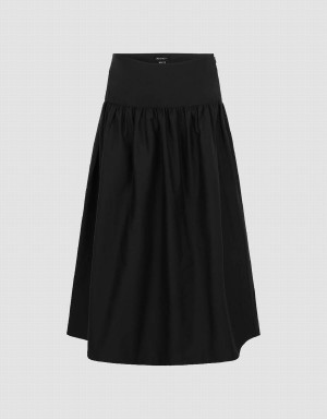 Black Women's Urban Revivo Midi A-Line Skirts | TKN6339MW