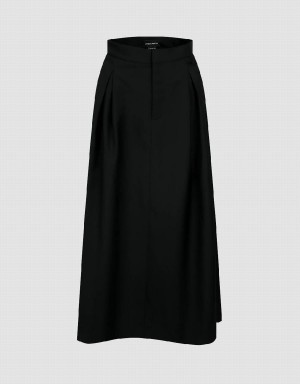 Black Women's Urban Revivo Midi A-Line Skirts | HEO9875ZY