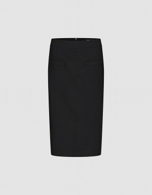 Black Women's Urban Revivo Midi Straight Skirts | EES964RD