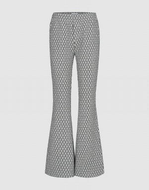 Black Women's Urban Revivo Monogram Knitted Flare Pants | NIG9890SW