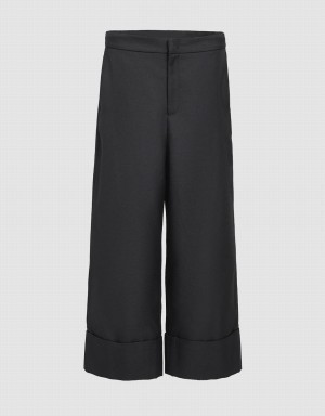 Black Women's Urban Revivo One Pocket Wide Leg Pants | DFQ9014VA