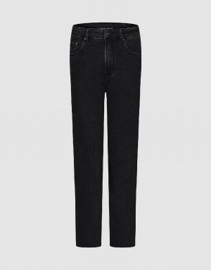 Black Women's Urban Revivo Raw Hem Straight Jeans | EPU8022OM