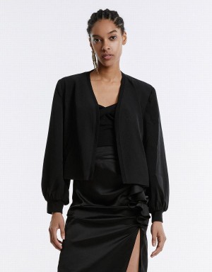 Black Women's Urban Revivo Shoulder Pad Jackets | RCB7265OU