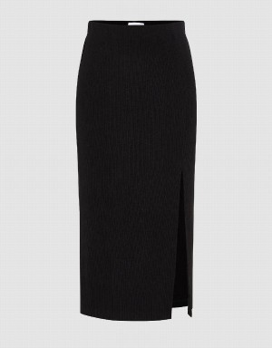 Black Women's Urban Revivo Split Hem Knitted Balloon Skirts | HEB9824FK