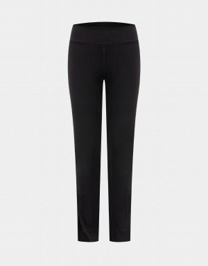 Black Women's Urban Revivo Split Hem Stretch Knitted Long Skinny Pants | NPF1388DN