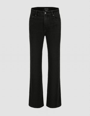 Black Women's Urban Revivo Straight Jeans | UPT6134YY