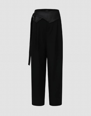 Black Women's Urban Revivo Straight With Belt Pants | GGX292AJ