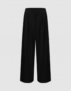 Black Women's Urban Revivo Tailored Wide-Leg Pants | TNG7843CM