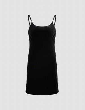 Black Women's Urban Revivo U Neck Skinny Cami Dress | BAS1010OJ