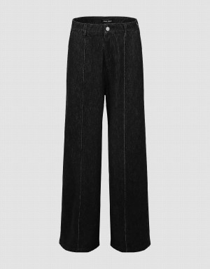 Black Women's Urban Revivo Wide-Leg Jeans | UCL269KG