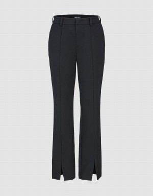 Black Women's Urban Revivo Woven Long Straight Pants | ZMR5964ZE