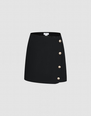 Black Women's Urban Revivo Wrap Mini Skirts | PMO2956NG