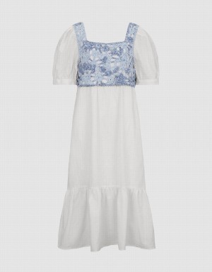 Blue White Women's Urban Revivo 2 In 1 Knitted Dress | MKG2626HW