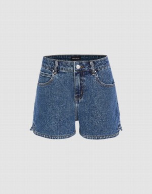 Blue Women's Urban Revivo Denim Shorts | USK4843CJ