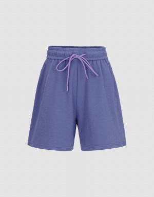 Blue Women's Urban Revivo Drawstring Waist Shorts | CWP7537RX