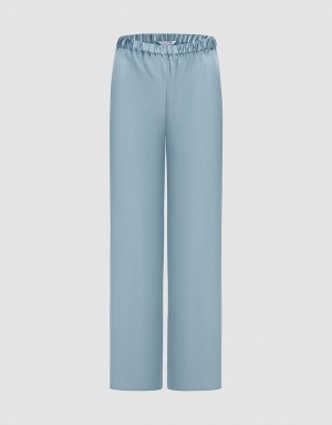 Blue Women's Urban Revivo Elastic Waist Wide Leg Pants | COY91100XG