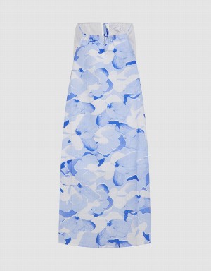 Blue Women's Urban Revivo Floral Print Cami Midi Sundress Dress | SQX4091OE