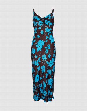 Blue Women's Urban Revivo Floral Print Cami Dress | GUW1593DA