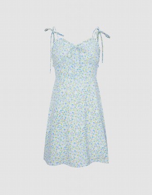 Blue Women's Urban Revivo Floral Print Cami Dress | IGK10023OM