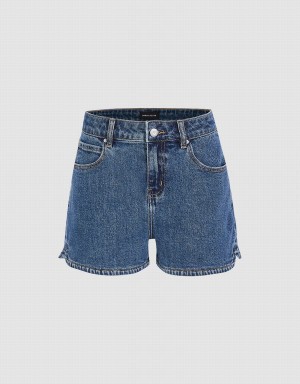 Blue Women's Urban Revivo Glamor Denim Shorts | SAG4497JB