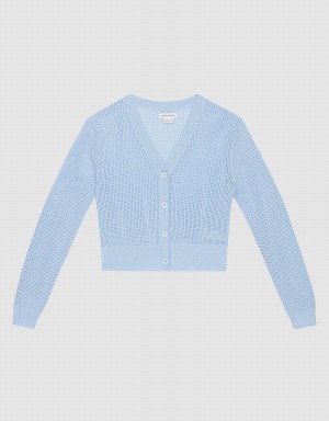 Blue Women's Urban Revivo Knitted Button Up Cardigan | FCB5690WQ