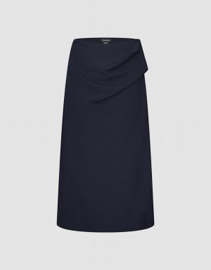 Blue Women's Urban Revivo Midi Straight Skirts | OWM4630EM