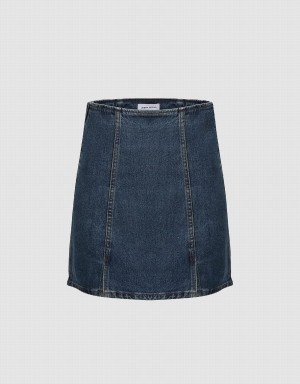 Blue Women's Urban Revivo Mini A-Line Denim Skirts | IXI189VI