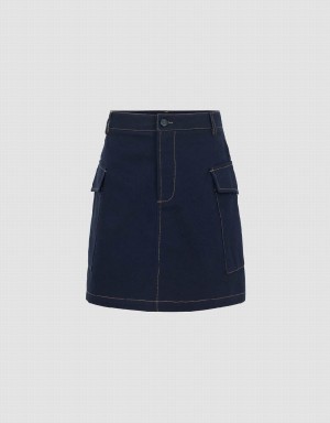 Blue Women's Urban Revivo Mini A-Line Skirts | MML285GI