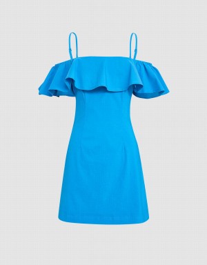 Blue Women's Urban Revivo Overlay Cami Dress | RHD4988PW