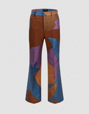 Blue Women's Urban Revivo Printed Flare Pants | VWI8948KS