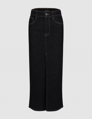 Blue Women's Urban Revivo Skinny Straight Denim Skirts | MMW2621KI