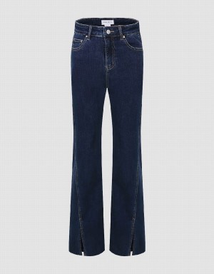 Blue Women's Urban Revivo Split Hem Flare Jeans | QSD2560RR